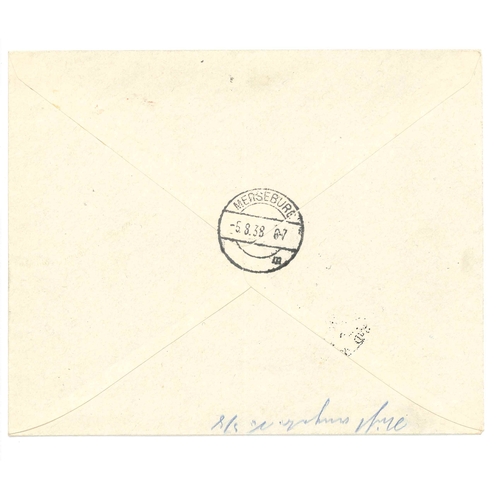 1731 - Germany; 1938 Brown Ribbon 42pf+108pf f.u. on cover with special cancel, SG 659 cat.£75.... 