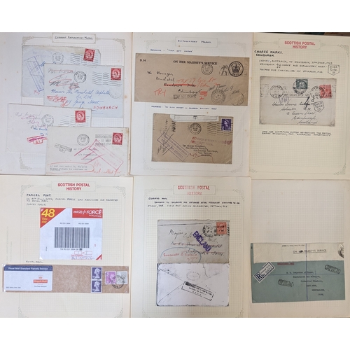 3165 - Scottish Postal History; bundle of pages with largely modern (some older) covers/cards/pieces with i... 