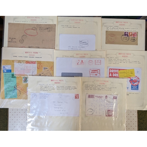 3165 - Scottish Postal History; bundle of pages with largely modern (some older) covers/cards/pieces with i... 