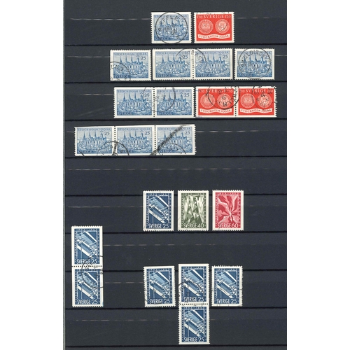 2405 - Sweden; 1951-58 useful stockbook (30 sides) of used defins and commems usually in different combinat... 