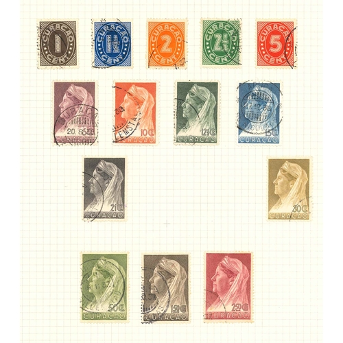 252 - Netherlands Colonies; several pages with useful mix of Curaçao (27, inc. 1934 Anniversary values to ... 