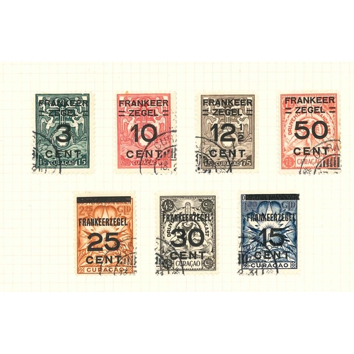 252 - Netherlands Colonies; several pages with useful mix of Curaçao (27, inc. 1934 Anniversary values to ... 