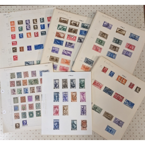 224 - Italy; mixed bundle of pages taken from various collections, from a few States up to c.1930s. Some o... 