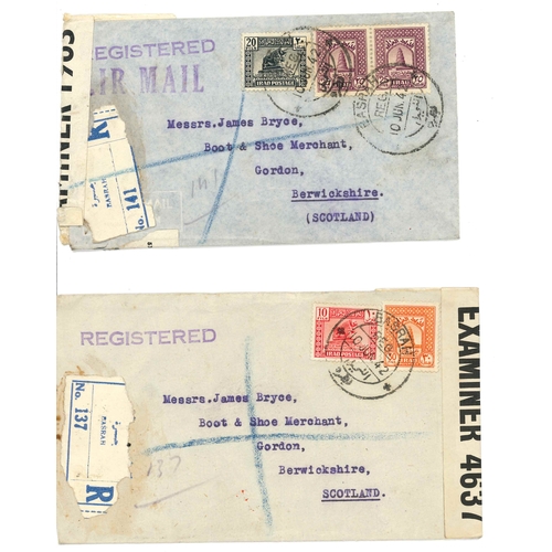 1979 - Iraq; 1942 two censored registered covers to Scotland.