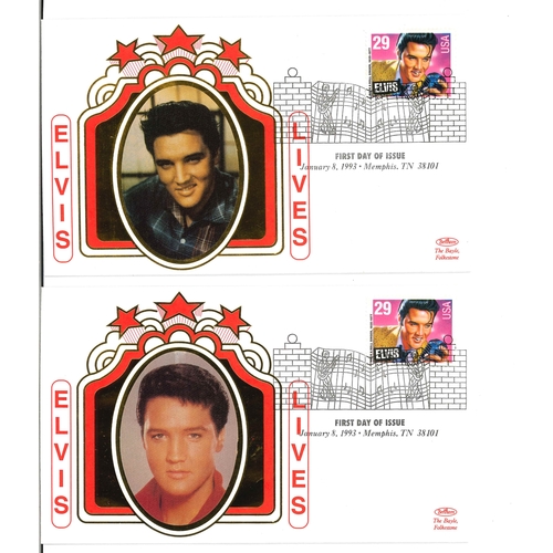 2541 - USA; 1993 five first day covers of the Elvis Presley stamp with different 