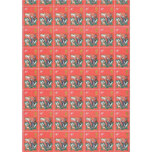 2808 - UK; 1970 Christmas 4d large block of 63 u.m., stamp 4/6 with the 