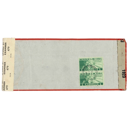 1538 - Cuba; c.1943 airmail cover to Glasgow, with 12 adhesives (front and back, mainly 