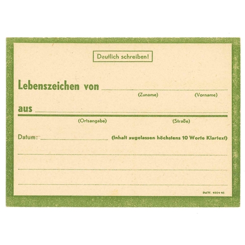 1808 - Germany; Postal Stationery; two unused WW2 formular cards - 