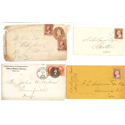 2524 - USA; c.1852-58 six covers with Washington 3c, and four later.