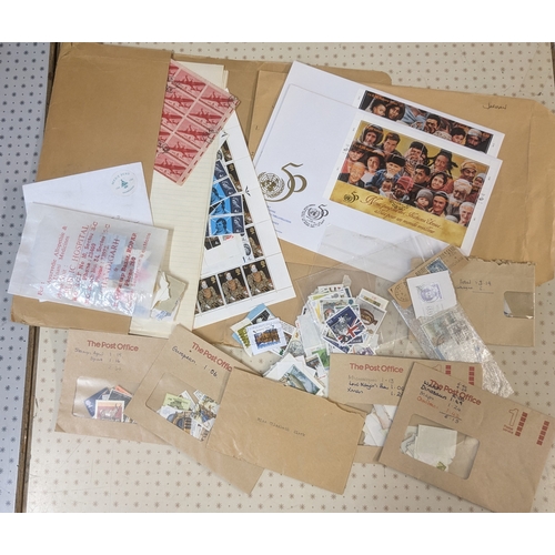 375 - Mixed Lots; medium box with a wide mix of world stamps including stockcards, loose on & off-pape... 