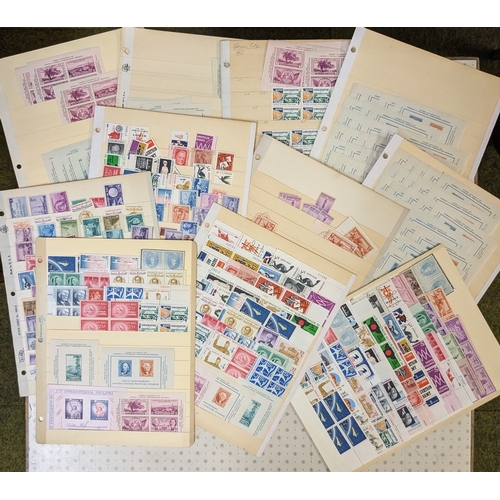 349 - USA; bundle of stockleaves with duplicated range of mainly 1940s-60s issues. Most are fine u.m. (a f... 