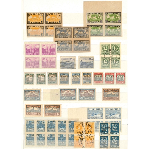 79 - Estonia; 1918-40 useful m. & u. selection on four sides of stockleaves. Includes 1923-24 Map set... 