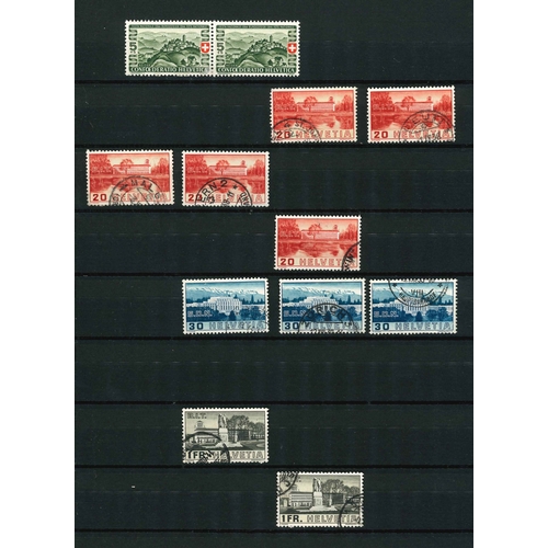 341 - Switzerland; 1919-54 stockbook (16 sides) of mainly used with some duplication. Cat.£450 (a fe... 