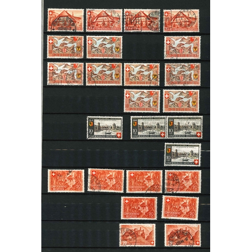 341 - Switzerland; 1919-54 stockbook (16 sides) of mainly used with some duplication. Cat.£450 (a fe... 