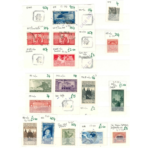 225 - Italian Area; stockbook (11 sides with stamps) of Vatican City (c.235, inc. 1933 2l and 2l75 u., 194... 