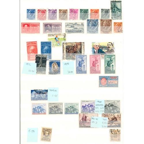 225 - Italian Area; stockbook (11 sides with stamps) of Vatican City (c.235, inc. 1933 2l and 2l75 u., 194... 