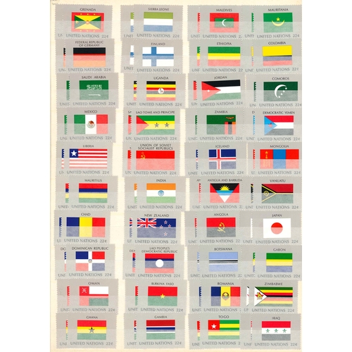 2514 - United Nations; New York; 1980-97 Flags Series - 22 sheetlets of 15, and 248 singles (some duplicate... 