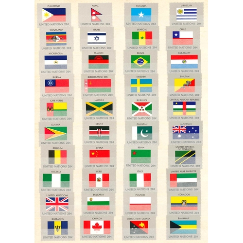 2514 - United Nations; New York; 1980-97 Flags Series - 22 sheetlets of 15, and 248 singles (some duplicate... 