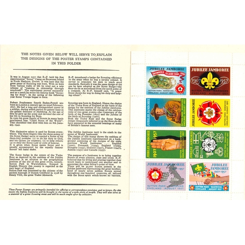 3295 - UK Cinderellas; 1957 Jubilee Jamboree sheet of eight labels u.m. in original folder.... 