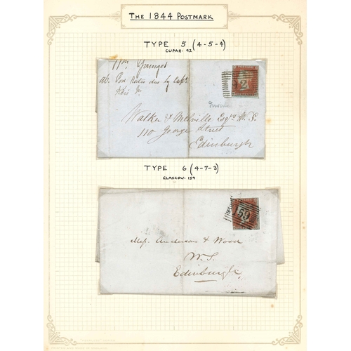 3132 - Scottish Postmarks; small selection of 1844 type cancels on penny red covers (5) and penny pink enve... 