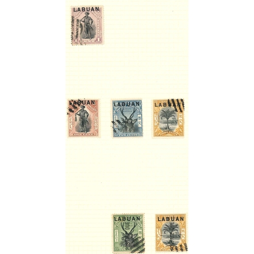 235 - Labuan; 1885-1903 mainly used (postal/c.t.o.) on nine pages. Cat. approx. £390. (c.118)... 