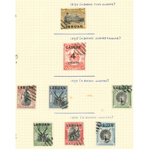 235 - Labuan; 1885-1903 mainly used (postal/c.t.o.) on nine pages. Cat. approx. £390. (c.118)... 