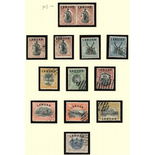 235 - Labuan; 1885-1903 mainly used (postal/c.t.o.) on nine pages. Cat. approx. £390. (c.118)... 