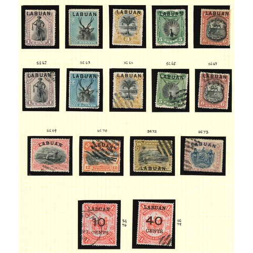 235 - Labuan; 1885-1903 mainly used (postal/c.t.o.) on nine pages. Cat. approx. £390. (c.118)... 