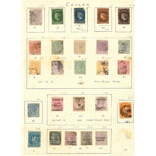 59 - Ceylon; small bundle of pages from mixed collections. Mainly used with some better. Majority good/fi... 