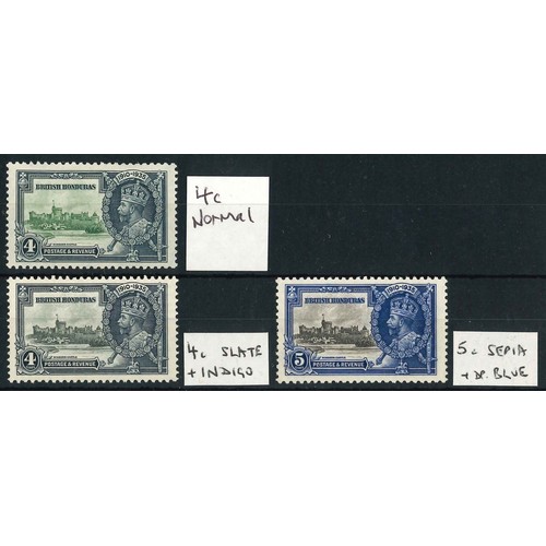 35 - British Honduras; 1935 Silver Jubilee in slate and indigo, unused (no gum), with normal for comparis... 