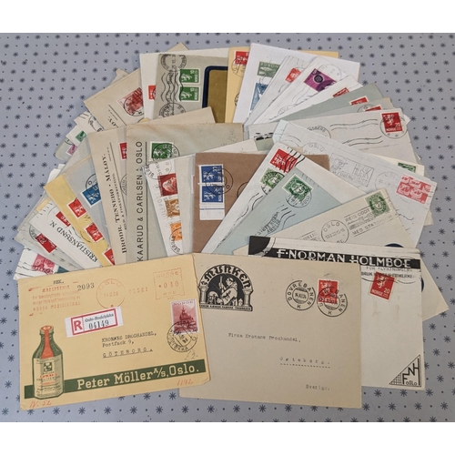 272 - Norway; small plastic tub of mixed mainly commercial covers inc. postal stationery, TPO cancels, car... 