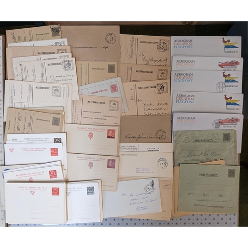 330 - Sweden; Postal Stationery; ice-cream tub of unused and used postal stationery postcards, reply cards... 