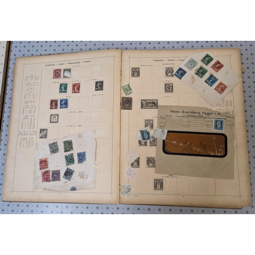 1005 - Collections; very old Schaubek album for world stamps, probably from about 1912/13. Scattered and un... 