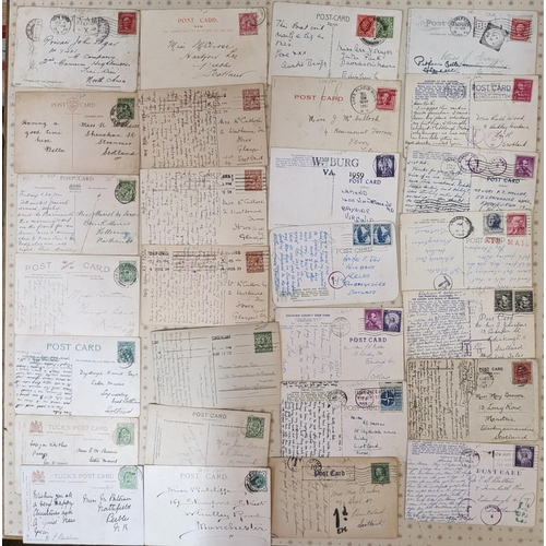 1056 - Covers; bundle of postcards, mainly set aside for their postmark interest. UK and foreign. (c.55)... 