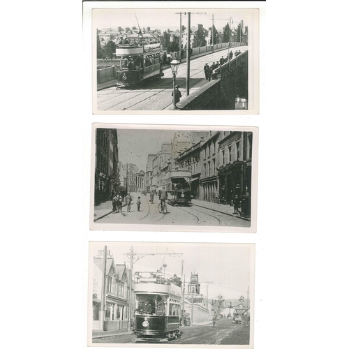 1257 - Postcards; Perth Trams; six postcard-size photographs of trams in Perth or Scone.... 