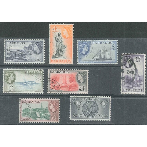 1410 - Barbados; 1964-65 defin set (8) with new wmk. f.u. (48c heavy cancel), SG 312-9 cat.£14.... 