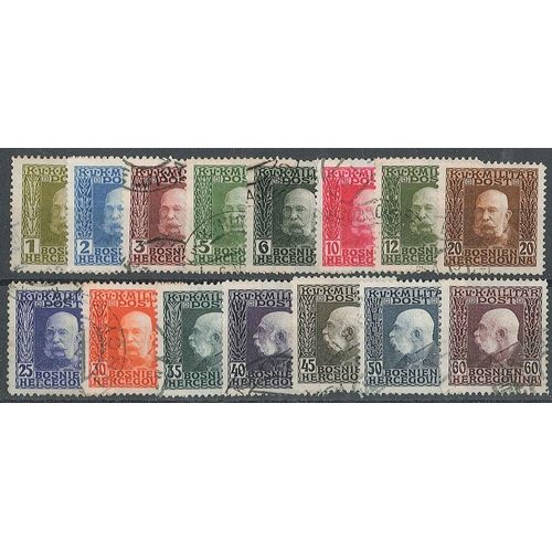 1428 - Bosnia and Hercegowina; 1912-14 short set to 60h f./v.f.u., SG 362-376 cat.£6.90... 