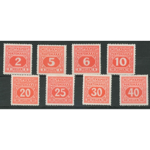 1430 - Bosnia and Hercegowina; 1916-18 postage due selection of eight values to 40h l.m.m./m.m., cat.£... 