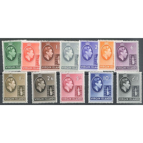 1448 - British Virgin Islands; 1938-47 defin. set (12) mint - l.m.m. to 1/-, top four values u.m., SG 110-1... 