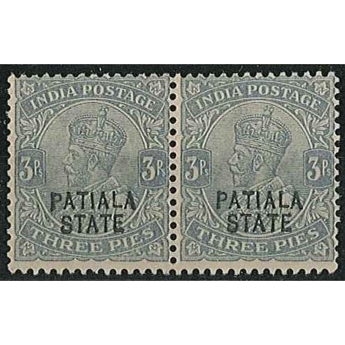 1969 - Indian States; Patiala; 1912-26 3p u.m. pair, one with the 