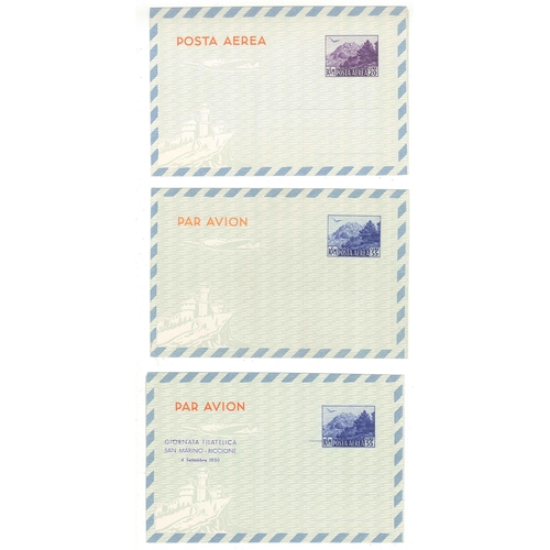 2313 - San Marino; 1950-51 three different unused airletters.