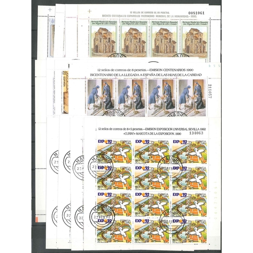 2373 - Spain; 1989-90 six different sets, all in c.t.o. sheetlets of twelve. Cat.£84.