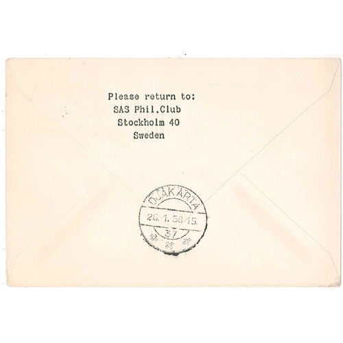 2401 - Sweden; 1958 cover Stockholm to Indonesia with cachet for first regular Stockholm-Copenhagen-Djakart... 