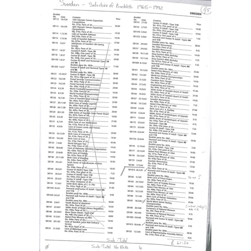2408 - Sweden; 1965-92 all-different range of u.m. booklets inc. a few scarcer e.g. SG nos. SB181S, SB191S,... 