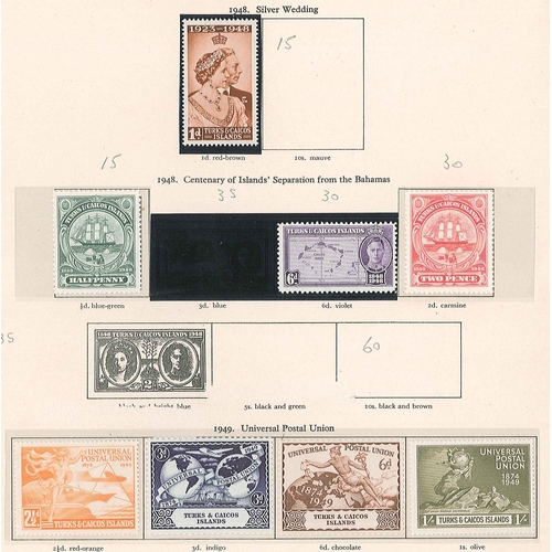 2496 - Turks and Caicos Islands; 1937-49 mainly l.m.m. seln. of KG6, (cat.£67 for u.m.) (25).... 