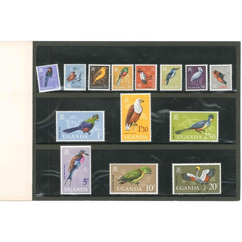 2508 - Uganda; 1965 Birds set (14) u.m. in presentation pack, SG 113-126 cat.£45.