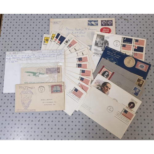 2532 - USA; small bundle of covers, commercial and philatelic/FDC, inc. flights, WW2 patriotic, hand-painte... 