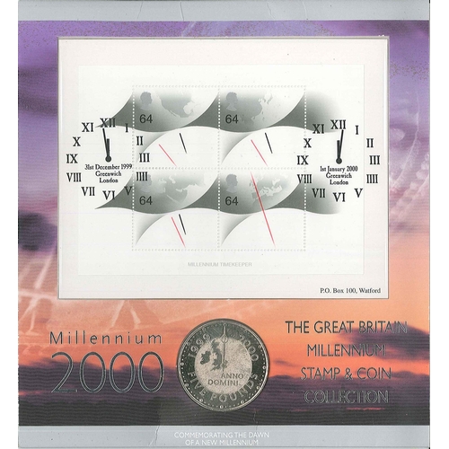 3276 - UK PNCs; 1999-2000 dual-dated Westminster card with Millennium m.s., and Millennium £5 crown.... 