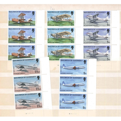 3330 - Guernsey; seln. of u.m. sets in multiples comprising 1969 Brock (8 sets), 1970 Liberation (10), Agri... 