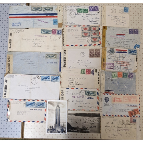 350 - USA; bundle of WW2 censor covers mainly to UK (much to Scotland). (38, and 2 postcards)... 